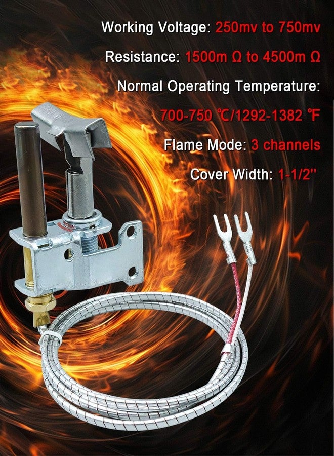 PNYZIK Pilot Burner and Thermopile Assembly for NG/LPG Applications, 3-Way Flame Pattern Pilot Burner with 36 inch Aluminum 250-750 MV Thermopile for New Deep Fryer - Image 3